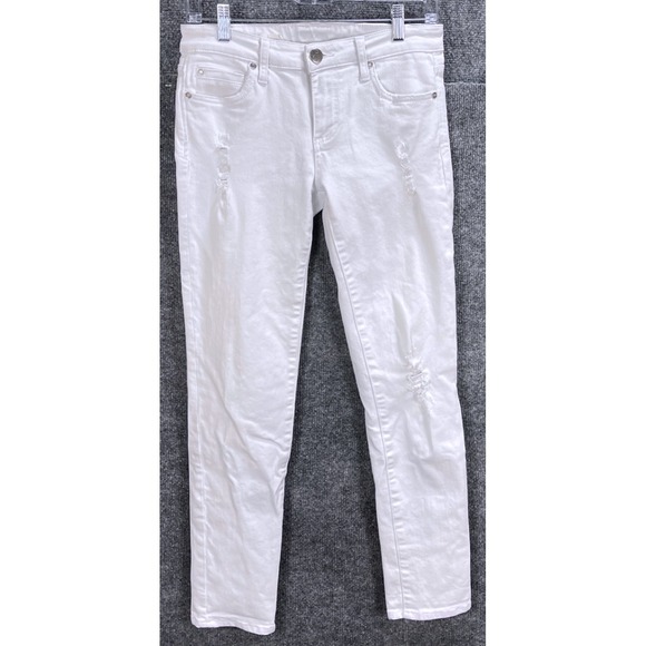 KUT‎ from the Kloth Catherine Boyfriend White Distressed Jeans Size 0 - Picture 1 of 10